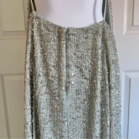 Asos Edition Embellished Cami Open Back Midi Dress Sage Green US14 NWT MSRP $297 - Picture 6 of 14